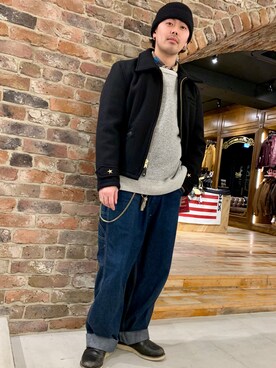 「ショット」｜「アイテム（スウェット）」を使った、kiharaさん（メンズ・173cm）の冬コーディネート