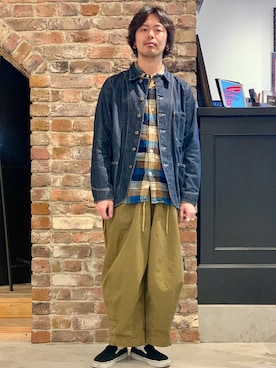 「ショット」｜「アイテム（カバーオール）」を使った、kiharaさん（メンズ・173cm）の冬コーディネート