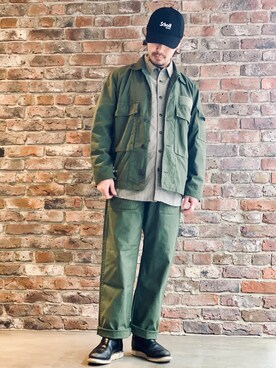 「ショット」｜「アイテム（ミリタリージャケット）」を使った、kiharaさん（メンズ・173cm）の春コーディネート