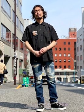 「ショット」｜「アイテム（スニーカー）」を使った、kiharaさん（メンズ・173cm）の春コーディネート