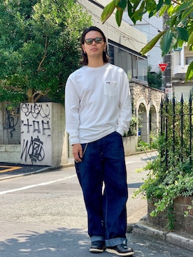 「schott（ショット）のSchott/ショット/LENOX/サングラス　日本製（サングラス）」を使った、kiharaさん（メンズ・173cm）の夏コーディネート