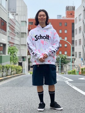 「ショット」｜「アイテム（パーカー）」を使った、kiharaさん（メンズ・173cm）の夏コーディネート