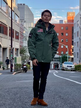 「ショット」｜「アイテム（マウンテンパーカー）」を使った、kiharaさん（メンズ・173cm）の秋コーディネート