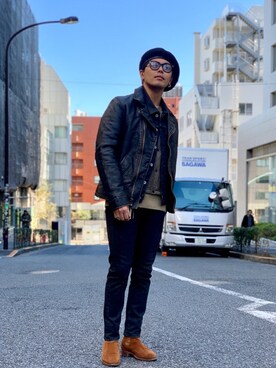 「ショット」｜「アイテム（デニムジャケット）」を使った、kiharaさん（メンズ・173cm）の秋コーディネート
