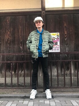 「ビッグサイズコーデ」｜「アイテム（MA-1）」を使った、♪♫♬♪♬♫♪さん（メンズ・170cm）の秋コーディネート