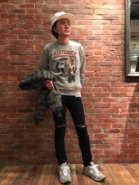 「HYSTERIC GLAMOUR（ヒステリックグラマー）のアイテム（MA-1）」を使った、♪♫♬♪♬♫♪さん（メンズ・172cm）の冬コーディネート