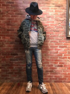 「HYSTERIC GLAMOUR（ヒステリックグラマー）のアイテム（MA-1）」を使った、♪♫♬♪♬♫♪さん（メンズ・172cm）の冬コーディネート