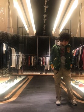 「ビッグサイズコーデ」｜「アイテム（スタジャン）」を使った、♪♫♬♪♬♫♪さん（メンズ・172cm）の冬コーディネート