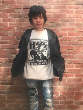 「リメイクデニム」｜「アイテム（ブルゾン）」を使った、♪♫♬♪♬♫♪さん（メンズ・172cm）の春コーディネート