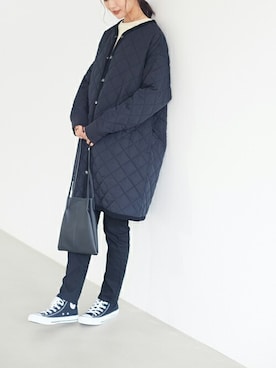 「スキニー」｜「アイテム（ノーカラーコート）」を使った、craftstandardboutique_officialさん（レディース・167cm）の冬コーディネート