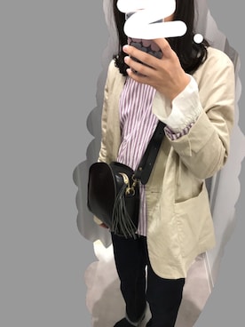 「spring」｜「アイテム（ノーカラージャケット）」を使った、ポムポム.さん（レディース・157cm）の春コーディネート