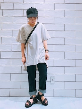 「アイテム（チュニック）」を使った、miwataraさん（レディース・157cm）の夏コーディネート