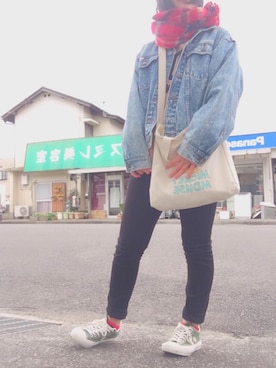 「赤マフラー」｜「アイテム（ジャケット/アウター）」を使った、ssyuiiiさん（レディース・161cm）の冬コーディネート