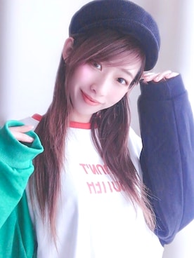「部屋着」｜「アイテム（帽子）」を使った、Yukiさん（レディース・161cm）の春コーディネート