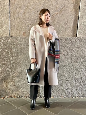 「ベーシック/トラッド」｜「アイテム（ノーカラーコート）」を使った、ひき　さん（レディース・167cm）の冬コーディネート