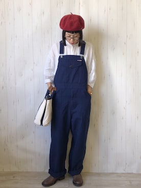 「フレンチカジュアル」｜「アイテム（サロペット/オーバーオール）」を使った、鞄屋コナランさん（レディース・157cm）の秋コーディネート