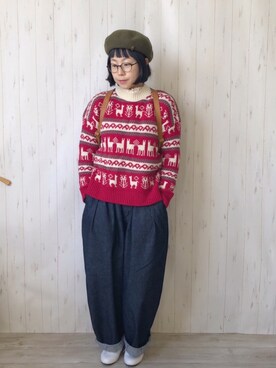 「アグリーセーター」｜鞄屋コナランさん（レディース・157cm）の冬コーディネート