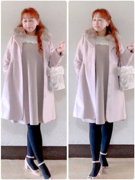 「le reve vaniller（ル レーヴ ヴァニレ）のアイテム」を使った、♡ m i c h i ♡さん（レディース・158cm）の冬コーディネート