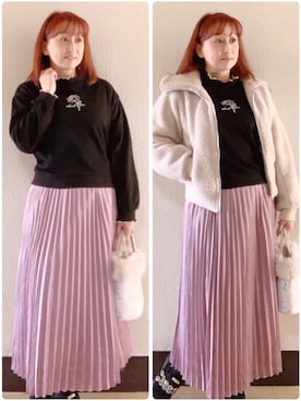 「SpRay PREMIUM（スプレイプレミアム）のアイテム（スウェット）」を使った、♡ m i c h i ♡さん（レディース・158cm）の冬コーディネート