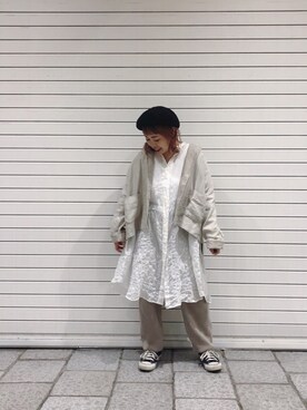 ジャケット アウターを使った 白ワンピース の人気ファッションコーディネート Wear