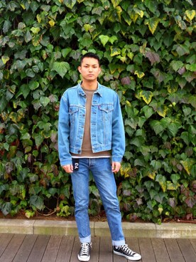 「アイテム（デニムジャケット）」を使った、安樂 塁さん（メンズ・175cm・20代）の冬コーディネート
