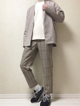 「CREARE -LINO-（クレアーレリノ）のアイテム（ノーカラージャケット）」を使った、MATOさん（メンズ・175cm）の冬コーディネート