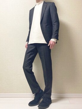 「ドレスシューズ」｜「アイテム（セットアップ）」を使った、MATOさん（メンズ・175cm）の冬コーディネート