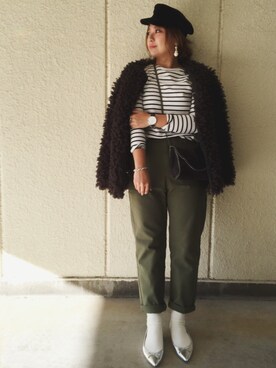 「シルバーパンプス」｜「アイテム（ジャケット/アウター）」を使った、makikiさん（レディース・160cm）の冬コーディネート