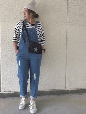 「SEVENDAYS=SUNDAY（セブンデイズサンデイ）のアイテム（ニットキャップ/ビーニー）」を使った、makikiさん（レディース・160cm）の秋コーディネート