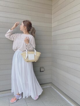 「カコバッグ」｜「アイテム（スカート）」を使った、makikiさん（レディース・158cm）の春コーディネート