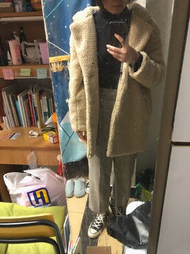 「H&M（エイチ・アンド・エム）のアイテム（ピーコート）」を使った、浅喜小鹿さん（レディース・174cm）の春コーディネート