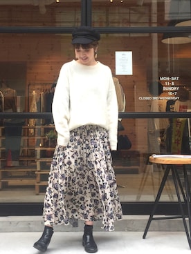 「アイテム（キャスケット）」を使った、YUKO さん（レディース・156cm）の冬コーディネート