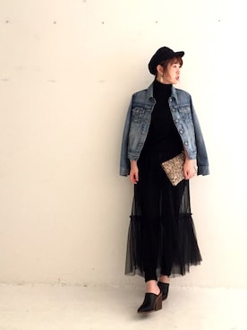 「スキニー」｜「アイテム（ブーティ）」を使った、YUKO さん（レディース・156cm）の春コーディネート