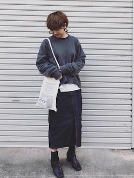 「THE SHINZONE（ザ　シンゾーン）のアイテム（スカート）」を使った、YUKO さん（レディース・156cm）の冬コーディネート