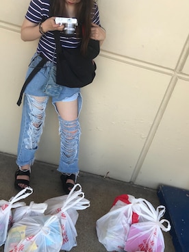 「お買い物」｜「アイテム（サンダル）」を使った、Mさん（レディース・163cm）の春コーディネート