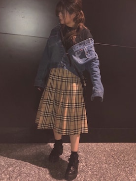 「Rodeo Crowns（ロデオクラウンズ）のアイテム（デニムジャケット）」を使った、Mさん（レディース・163cm）の秋コーディネート
