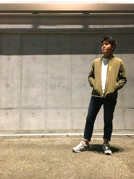 「niko and...（ニコアンド）のアイテム（MA-1）」を使った、こてまるさん（メンズ・167cm）の秋コーディネート