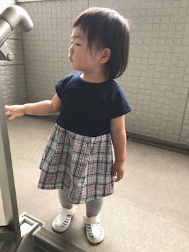 「無印良品（ムジルシリョウヒン）のアイテム（ワンピース/ドレス）」を使った、Sakiさん（キッズ・80cm）の秋コーディネート