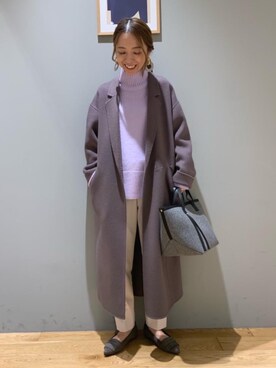 「一押しのアウタースタイル」｜「アイテム（チェスターコート）」を使った、藤田（fujita）さん（レディース・157cm）の冬コーディネート