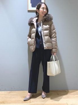 「一押しのアウタースタイル」｜「アイテム（ダウンジャケット/コート）」を使った、藤田（fujita）さん（レディース・157cm）の冬コーディネート