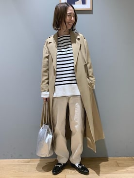 「green label relaxing（グリーンレーベルリラクシング）のアイテム（トレンチコート）」を使った、藤田（fujita）さん（レディース・157cm）の冬コーディネート