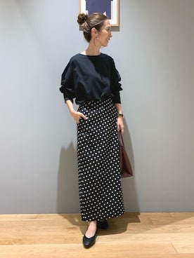 「green label relaxing（グリーンレーベルリラクシング）のソデ コンシャス デザイン プルオーバー カットソー（Tシャツ/カットソー）」を使った、藤田（fujita）さん（レディース・157cm）の秋コーディネート