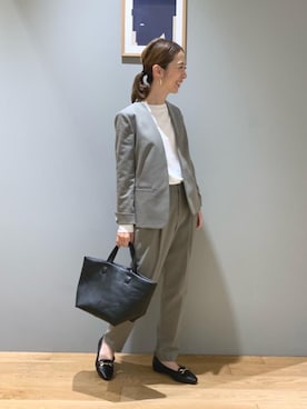 「Tシャツ/カットソー」｜「アイテム（ノーカラージャケット）」を使った、藤田（fujita）さん（レディース・157cm）の秋コーディネート