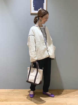 「アイテム（バレエシューズ、パープル系）」を使った、藤田（fujita）さん（レディース・157cm）の秋コーディネート