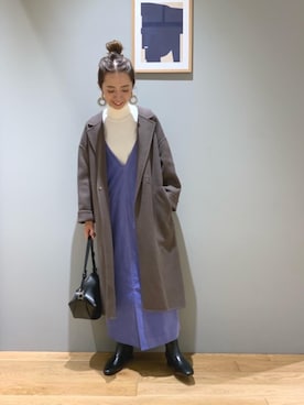 「Tシャツ/カットソー」｜「アイテム（チェスターコート）」を使った、藤田（fujita）さん（レディース・157cm）の秋コーディネート