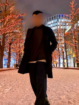 「JUNRED（ジュンレッド）のアイテム（チェスターコート）」を使った、siroさん（メンズ・171cm）の冬コーディネート