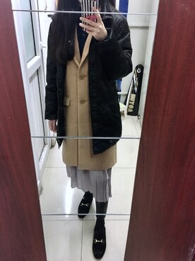 「Honeys（ハニーズ）のアイテム（ダッフルコート）」を使った、南宫さん（レディース・164cm）の冬コーディネート