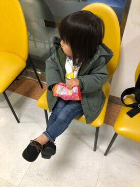 「quoti use fith（クゥオティ　ユース　フィス）のアイテム（その他アウター）」を使った、ぽこみちさん（キッズ・80cm）の冬コーディネート