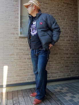 「Abercrombie&Fitch（アバークロンビーアンドフィッチ）のアイテム（ダウンジャケット/コート）」を使った、やすひろさん（メンズ・177cm）の冬コーディネート