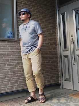 「BIRKENSTOCK（ビルケンシュトック）の＜BIRKENSTOCK（ビルケンシュトック）＞ ARIZONA BIRKOFLOR/サンダル¨ ◆（サンダル）」を使った、やすひろさん（メンズ・177cm）の夏コーディネート